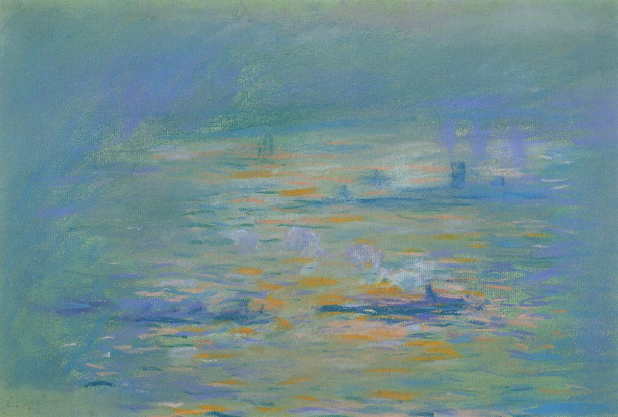 Remorkéry na řece Temži (pastel na papíře) od Claude Monet