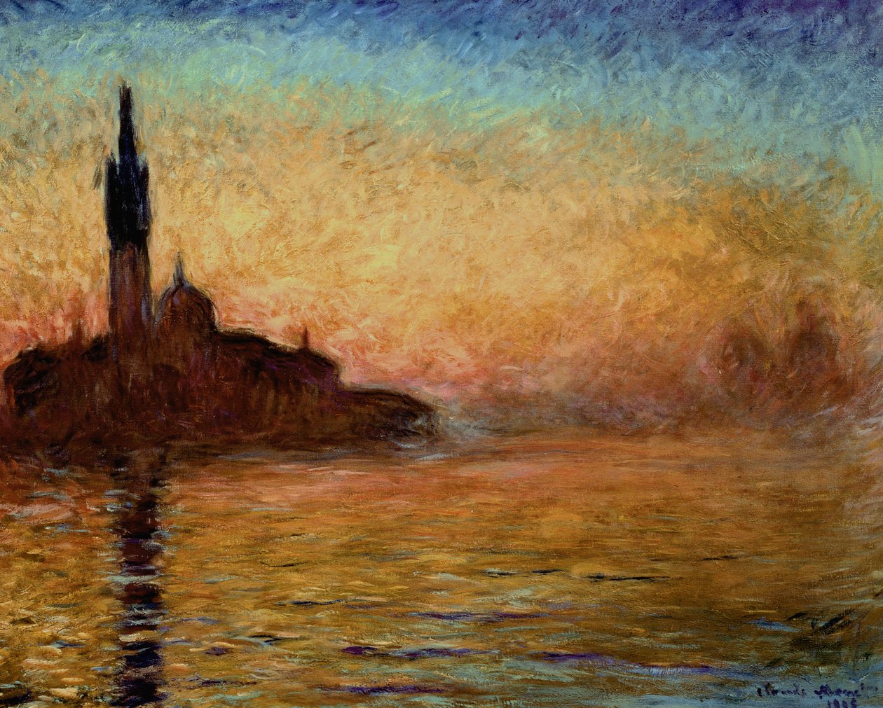 Pohled na San Giorgio Maggiore, Benátky za soumraku, 1908 od Claude Monet