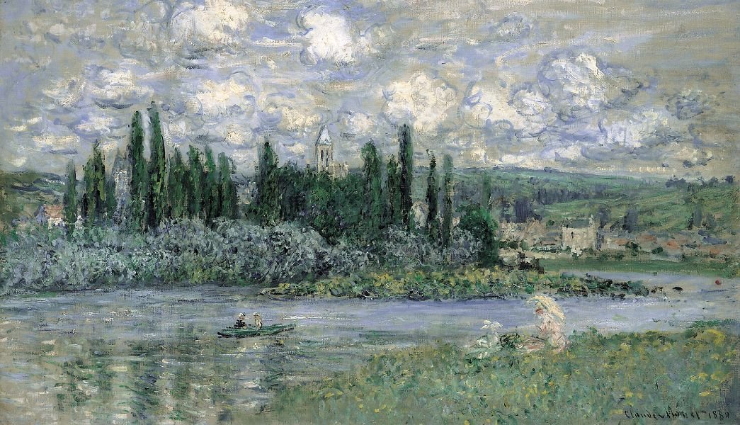 Pohled na Vetheuil sur Seine od Claude Monet