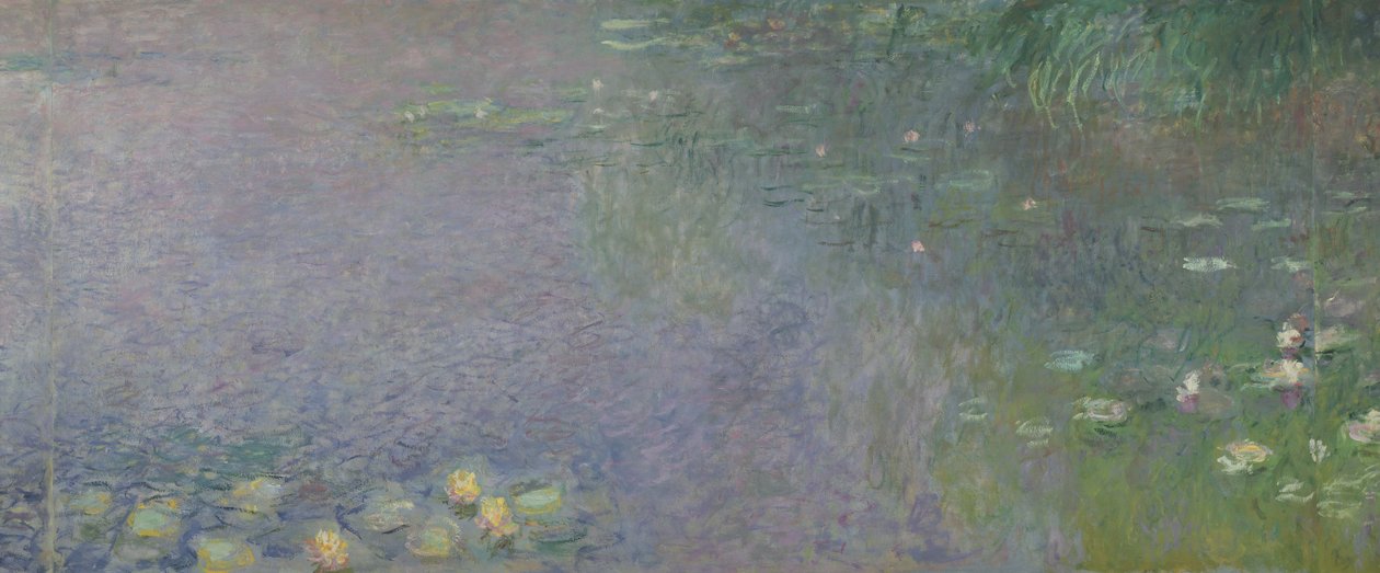 Lekníny: Ráno, 1914-18 (sekce vpravo uprostřed) od Claude Monet