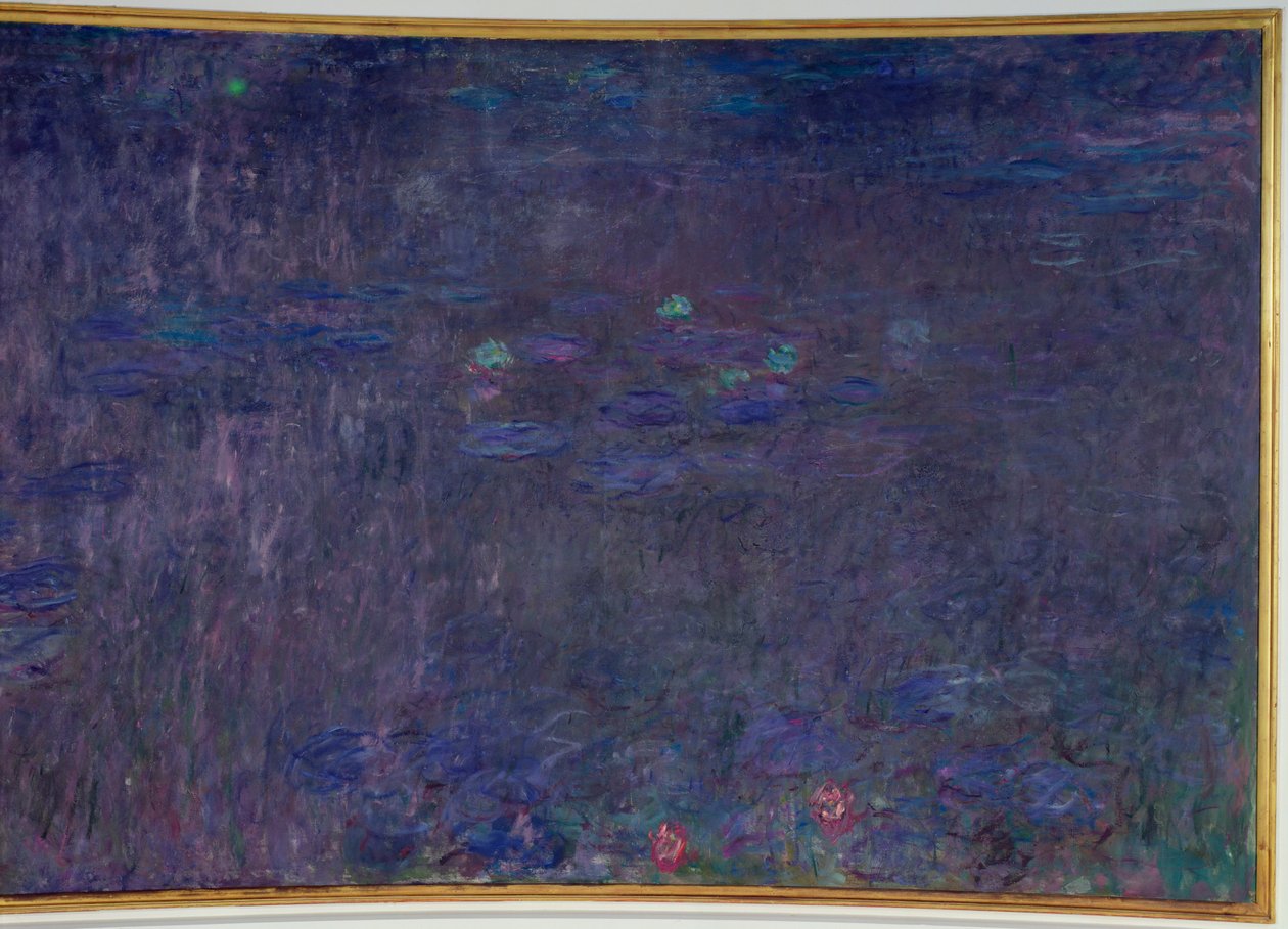 Lekníny: Odrazy stromů, detail z pravé strany, 1915-26 od Claude Monet