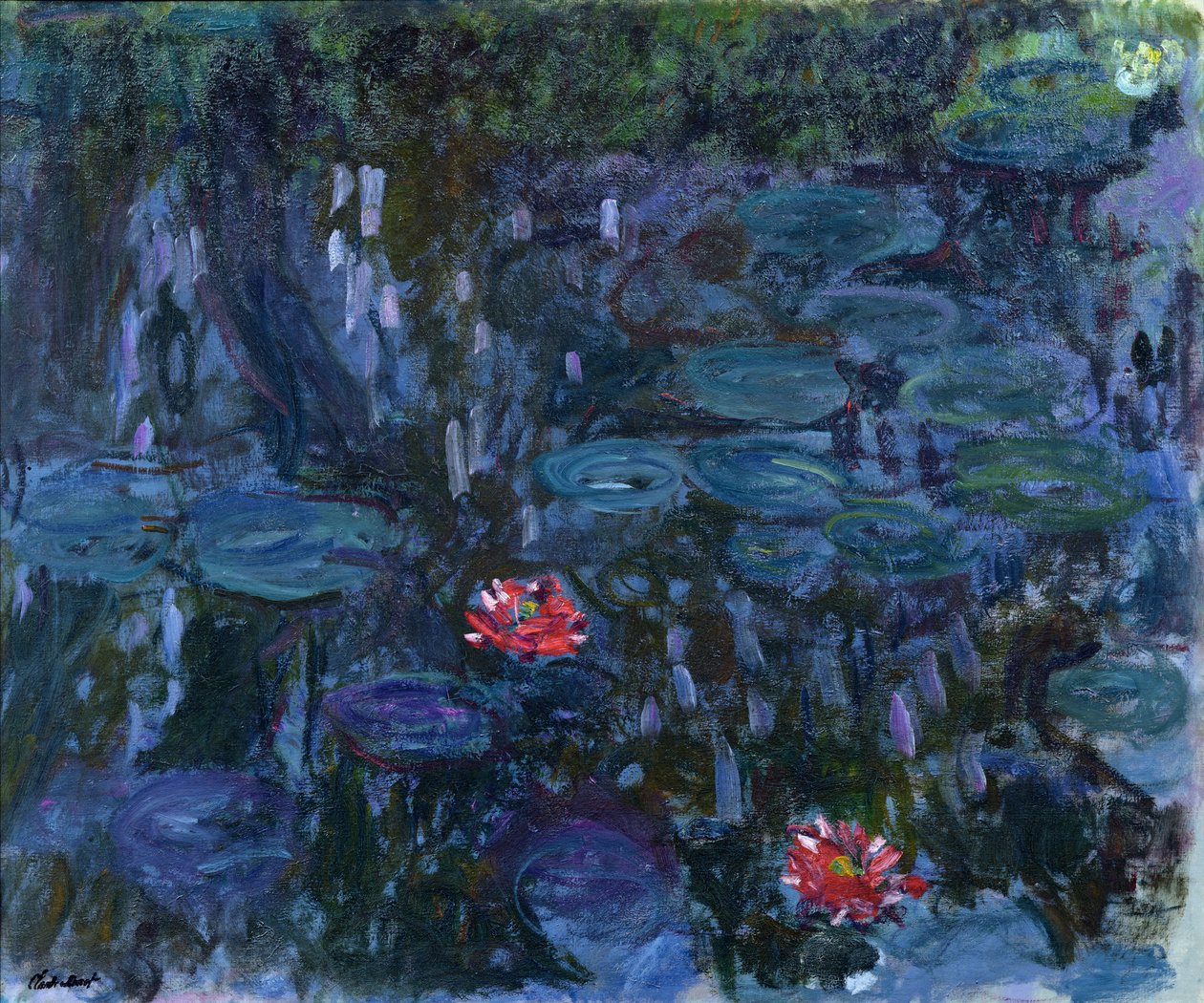 Lekníny s odrazy vrby, 1916-19 od Claude Monet