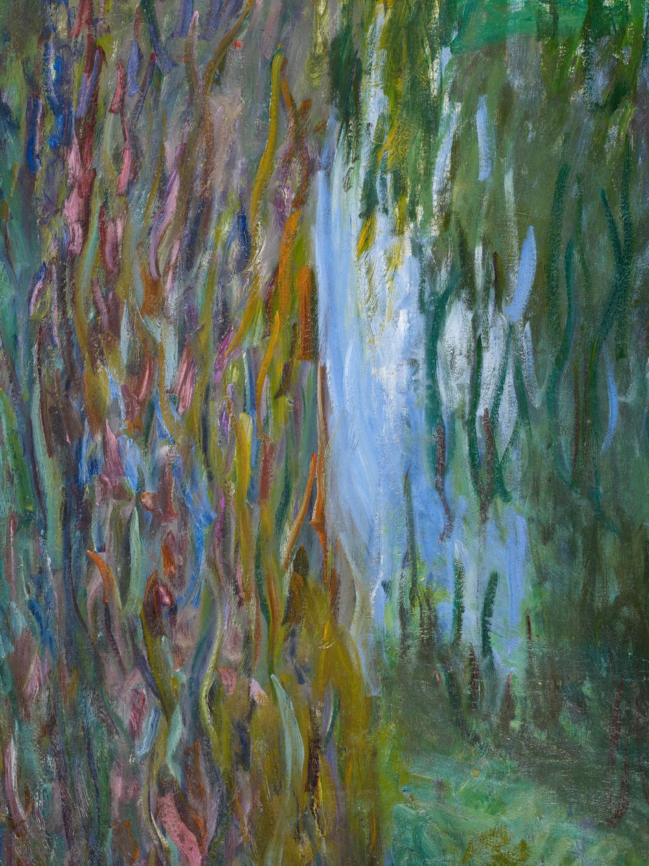 Smuteční vrba a rybník Leknín, 1916-19 detail oleje na plátně z roku 182047 od Claude Monet