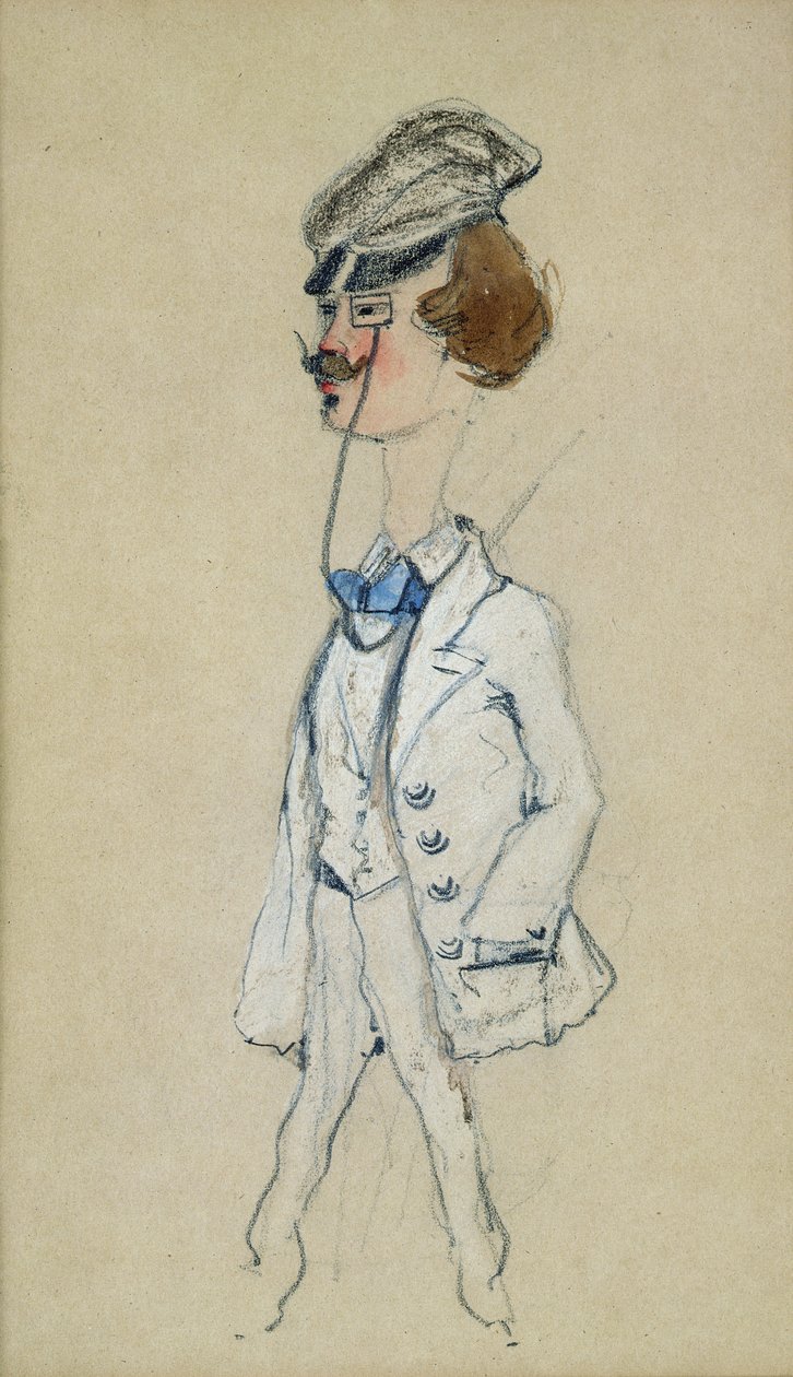 Mladý muž s monoklem, 1857 (pastel a wc na papíře) od Claude Monet