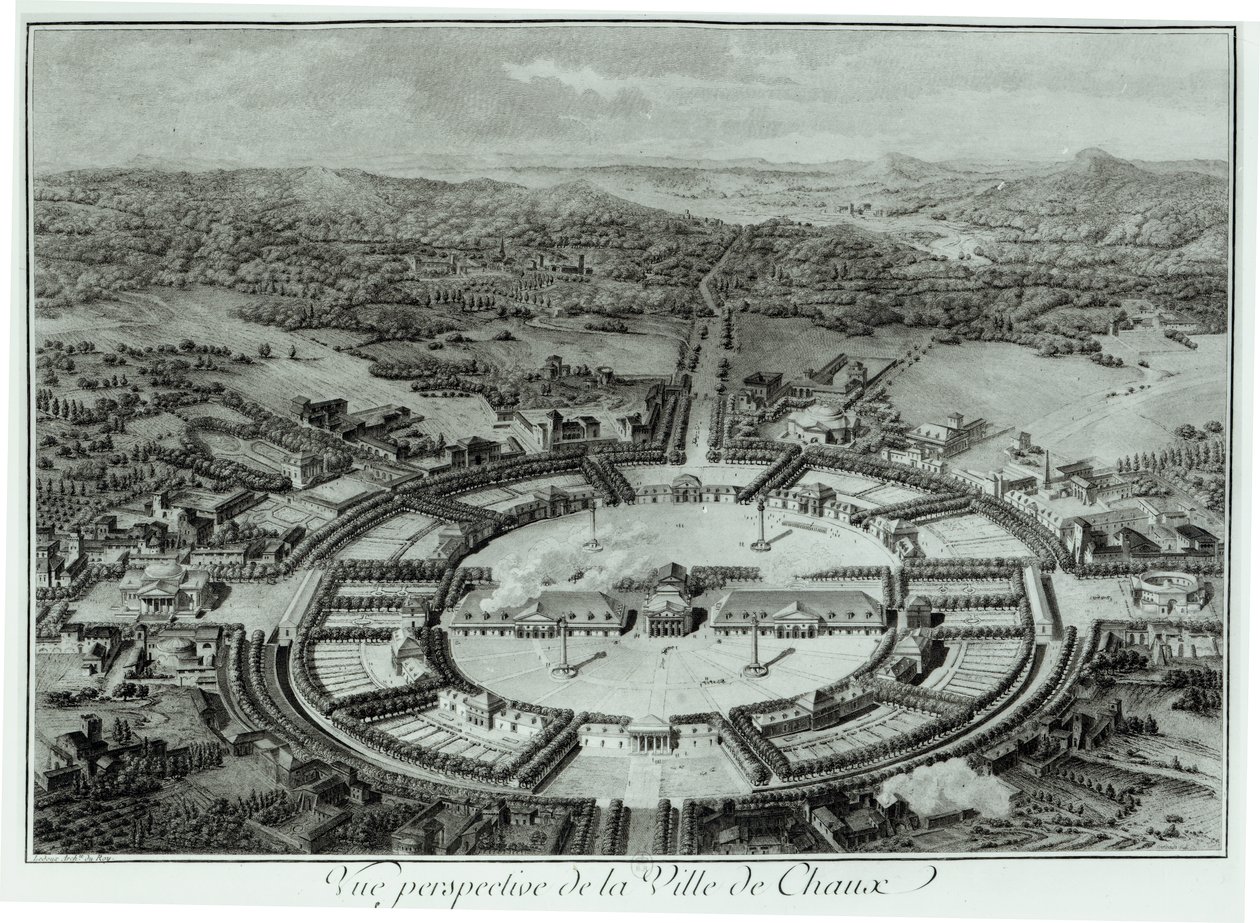 Perspektivní pohled na město Chaux, c. 1804 od Claude Nicolas Ledoux