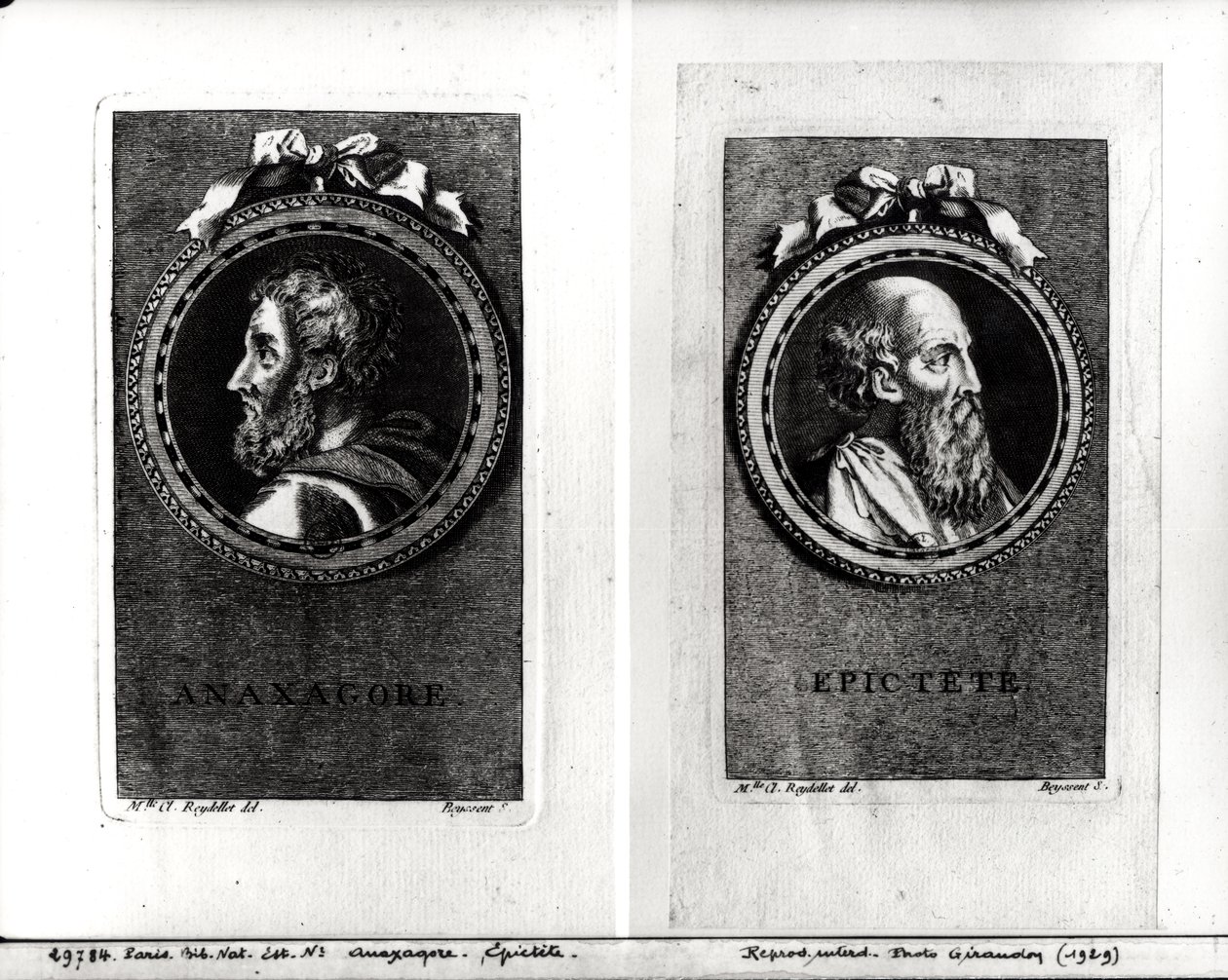 Anaxagorus (500-428 př. n. l.) a Epiktétos (1. století) vyryl S. Beyssent od Claude Reydellet