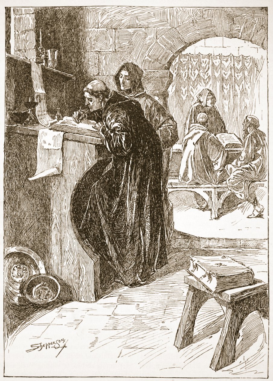 The Scriptorium of a Monastery, ilustrace z 