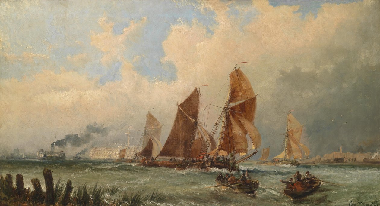 Lodě v přístavu Portsmouth od Claude T. Stanfield Moore