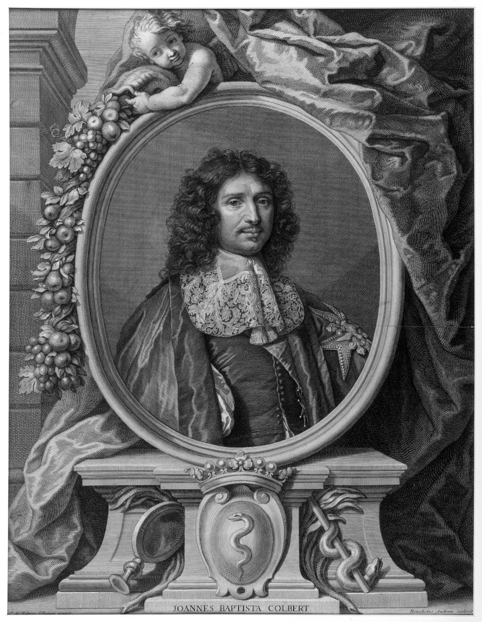 Portrét Jean Baptiste (Jean-Baptiste) Colbert (1619-1683) od Benoîta I. Audrana podle Clauda Lefebvra, rytina 1709. od Claude (after) Lefebvre