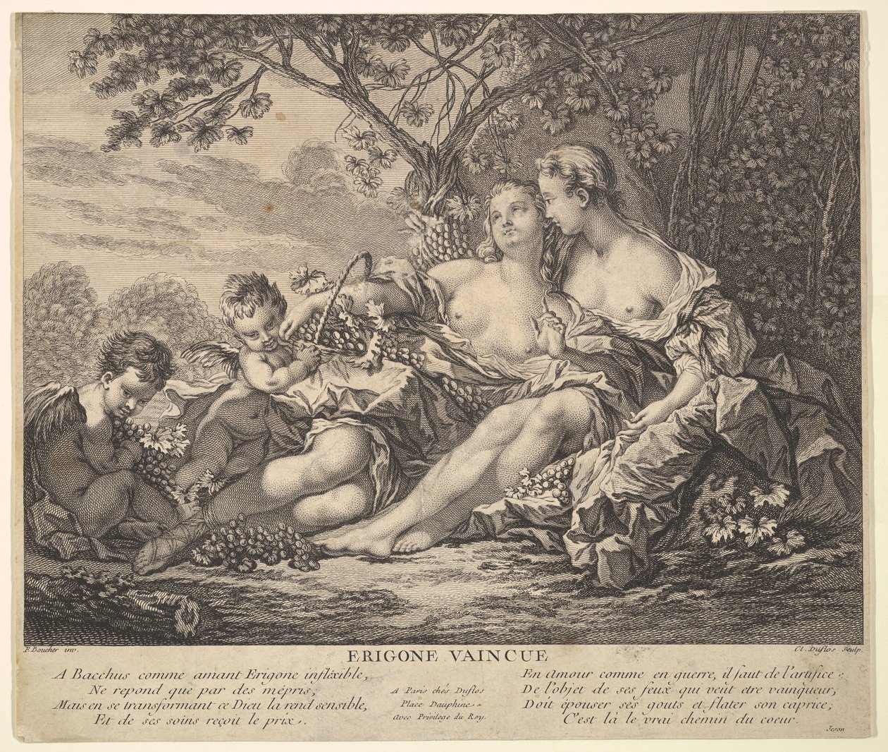 Erigone Vanquished, ca. 1745. od Claude Augustin Duflos