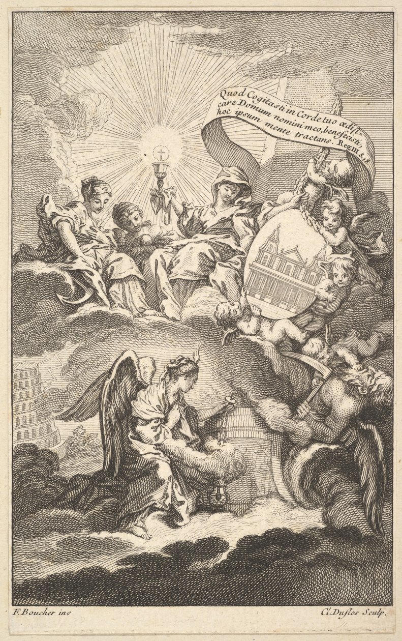Frontispis, z budovy St. Sulpice od Alexise Pirona, ca. 1744. od Claude Augustin Duflos