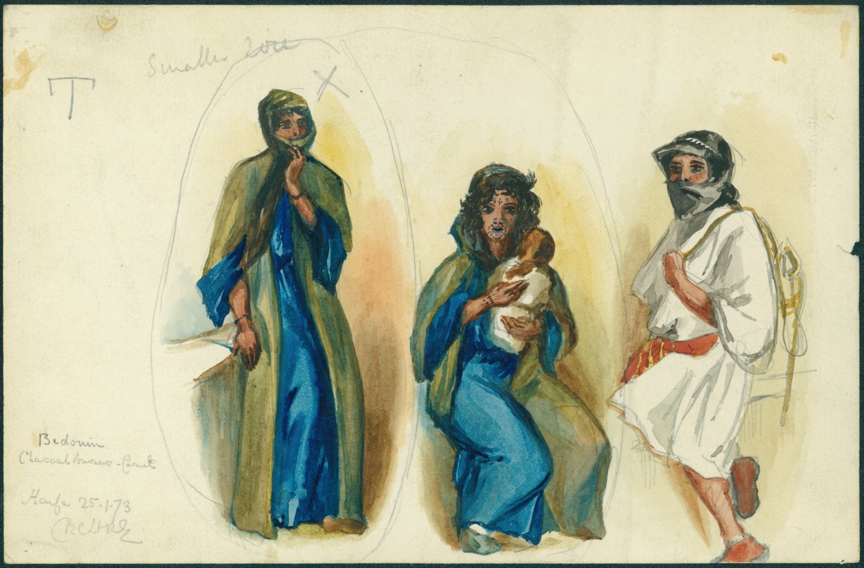 Beduínští uhlíři, hora Karmel u Haify, 1873 (čb a tužka na papíře) od Claude Conder