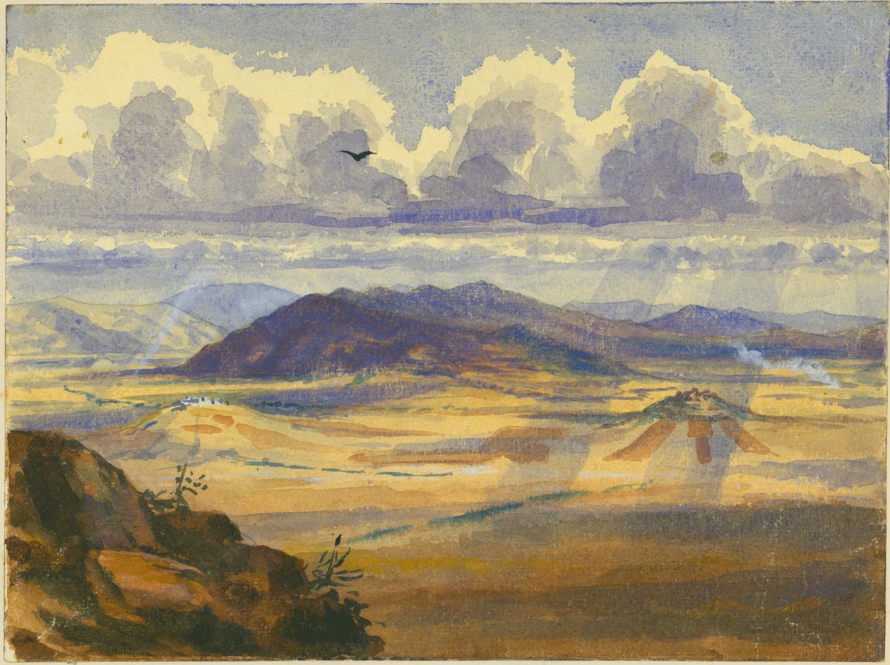 Jezreel Valley (wc a tužka na papíře) od Claude Conder