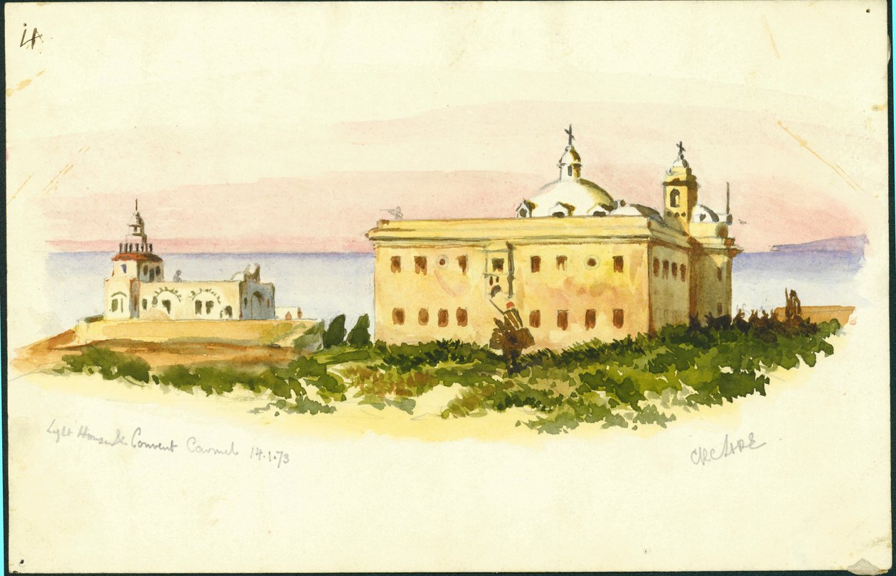 Light House and Convent, Carmel, 1873 (my a tužka na papíře) od Claude Conder