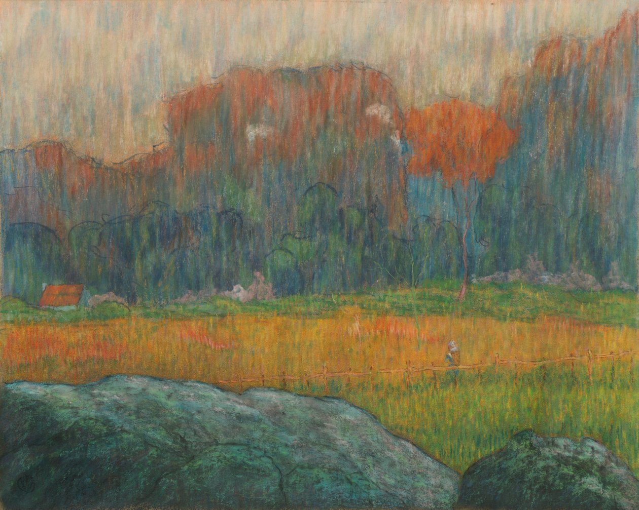 Krajina s postavou a domy, c. 1891. od Claude Emile Schuffenecker