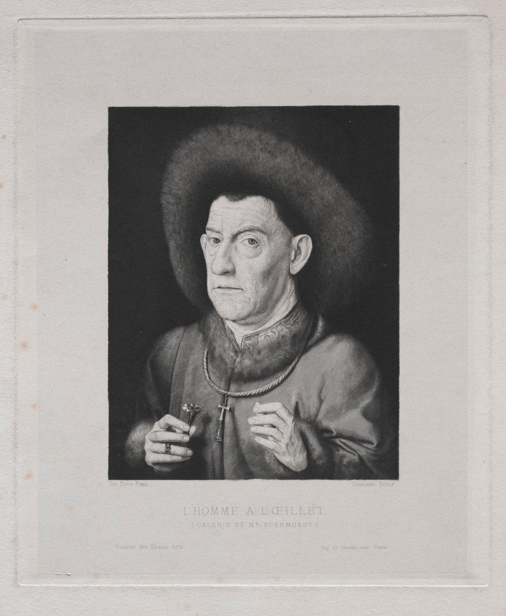 Muž s růžovou. od Claude Ferdinand Gaillard