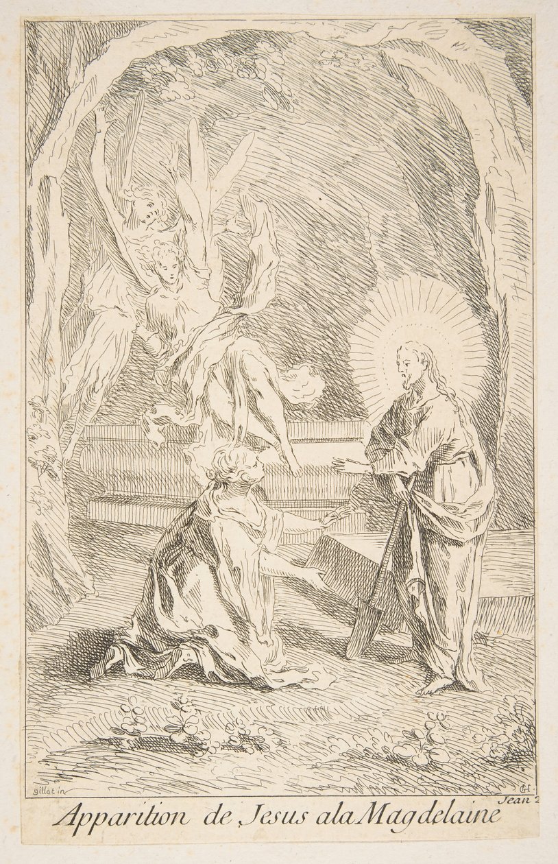 Kristus zjevující se Marii Magdaleně.a.n.d. Tvůrci: Claude Gillot, Jacques Gabriel Huquier. od Claude Gillot, Jacques Gabriel Huquier