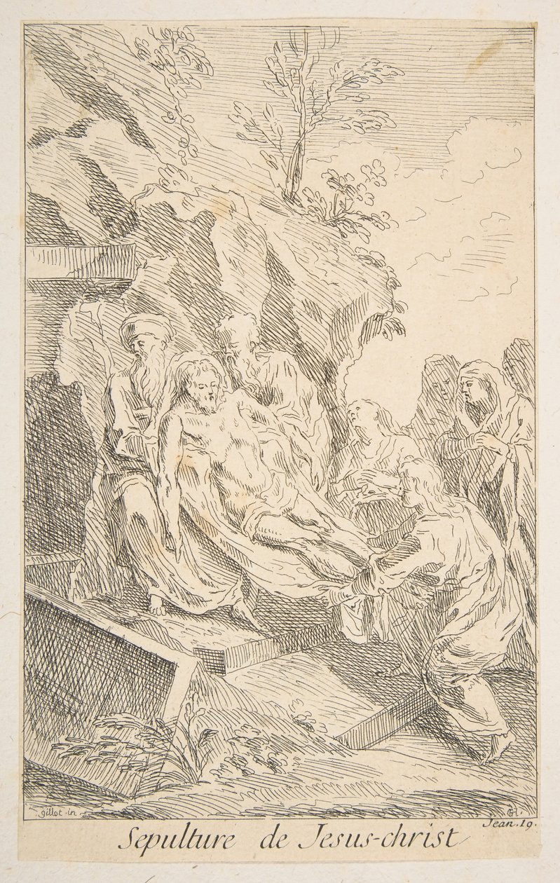 Pohřeb Krista.n.d. Tvůrci: Claude Gillot, Jacques Gabriel Huquier. od Claude Gillot, Jacques Gabriel Huquier