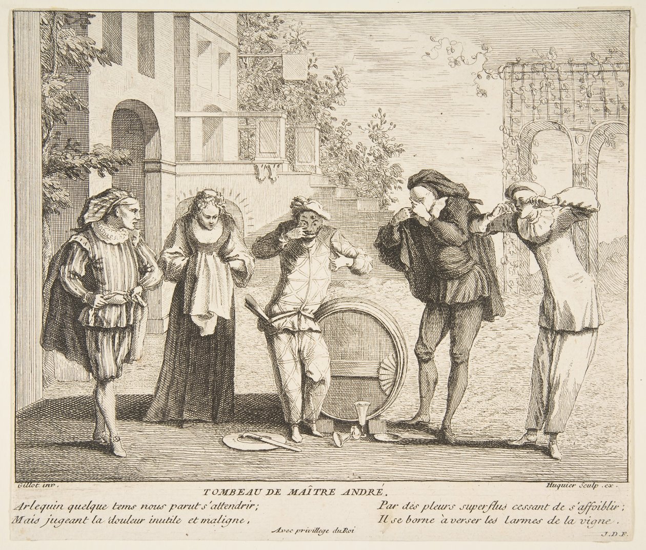 Smrt Maitre Andre.n.d. Tvůrci: Claude Gillot, Jacques Gabriel Huquier. od Claude Gillot, Jacques Gabriel Huquier