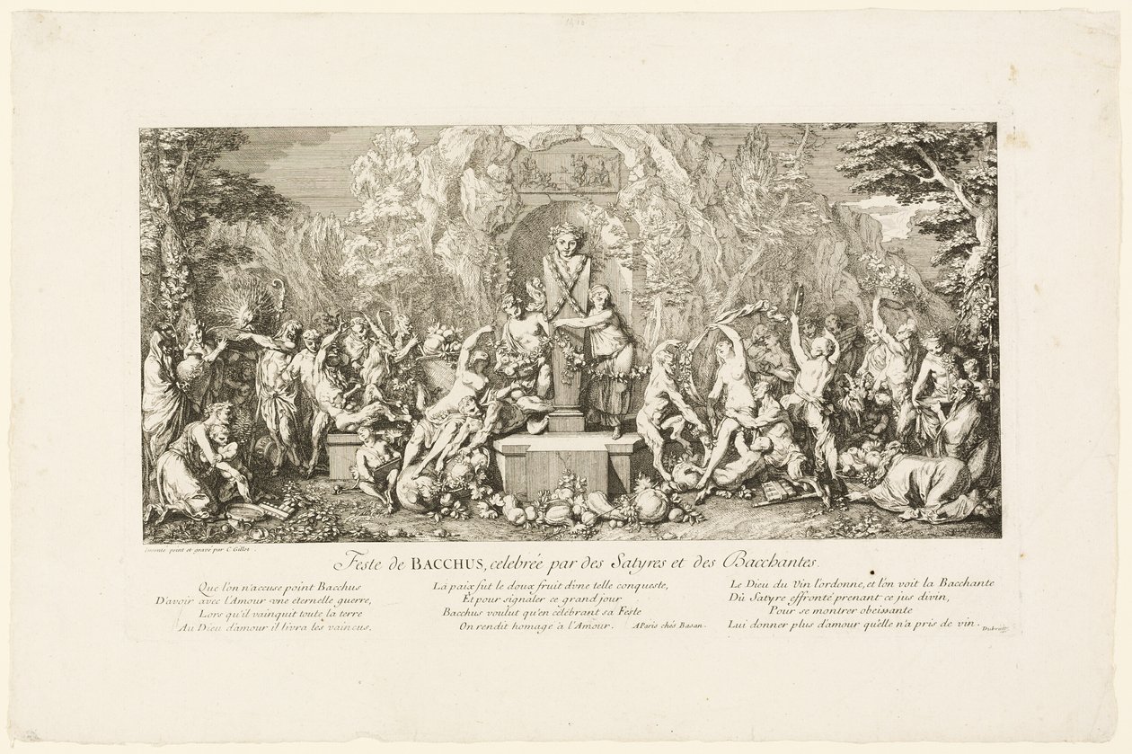Bakchovy slavnosti slavené satyry a bakchantkami od Claude Gillot
