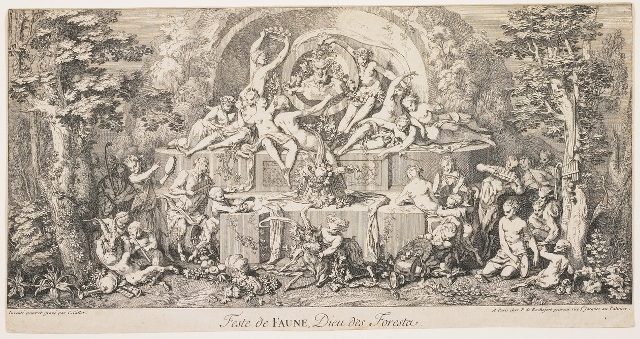 Festival kolouchů, boha lesů, c. 1740 od Claude Gillot
