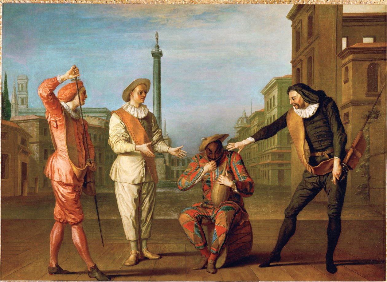 Scény z komedie "Le tombeau de Maitre Andre" ... od Claude Gillot