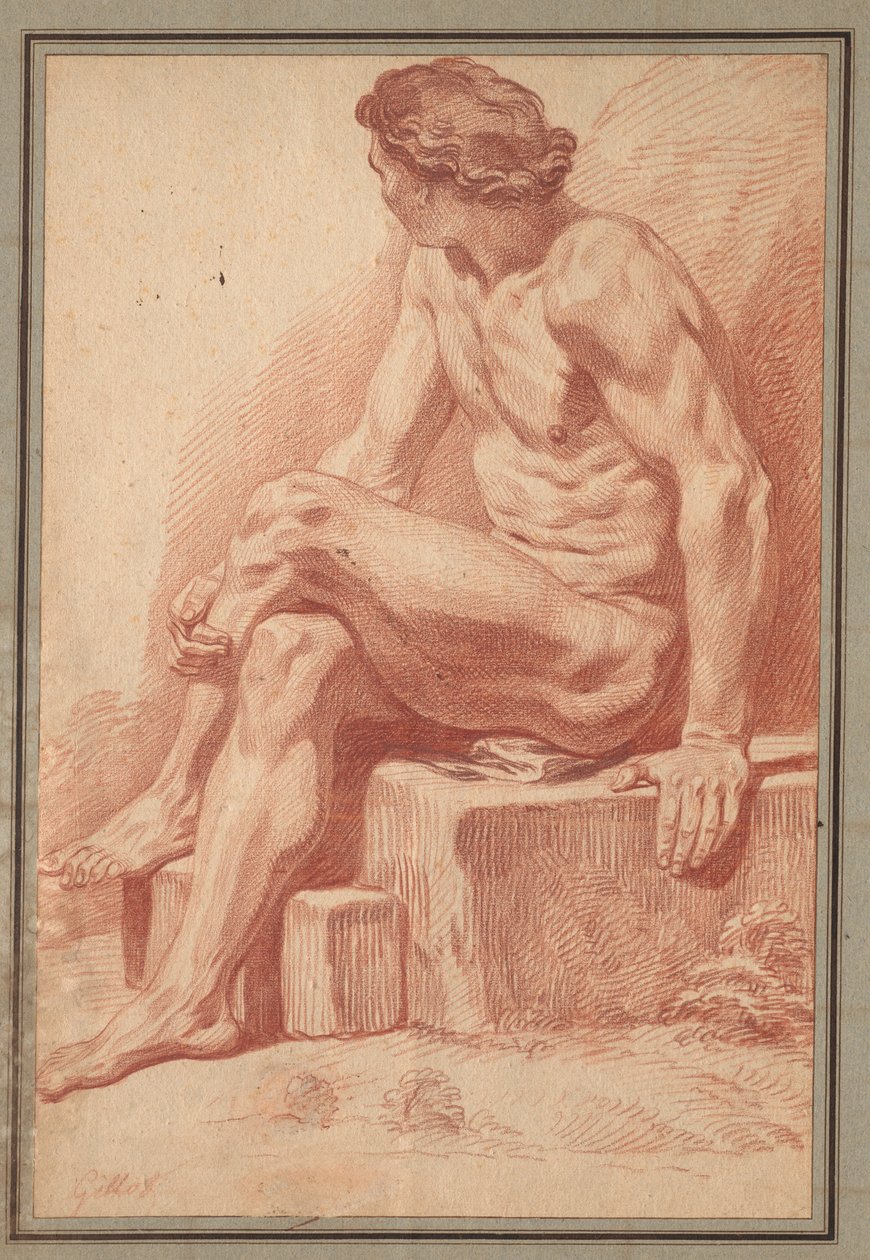 Sedící mužský akt, 1693-1695. od Claude Gillot