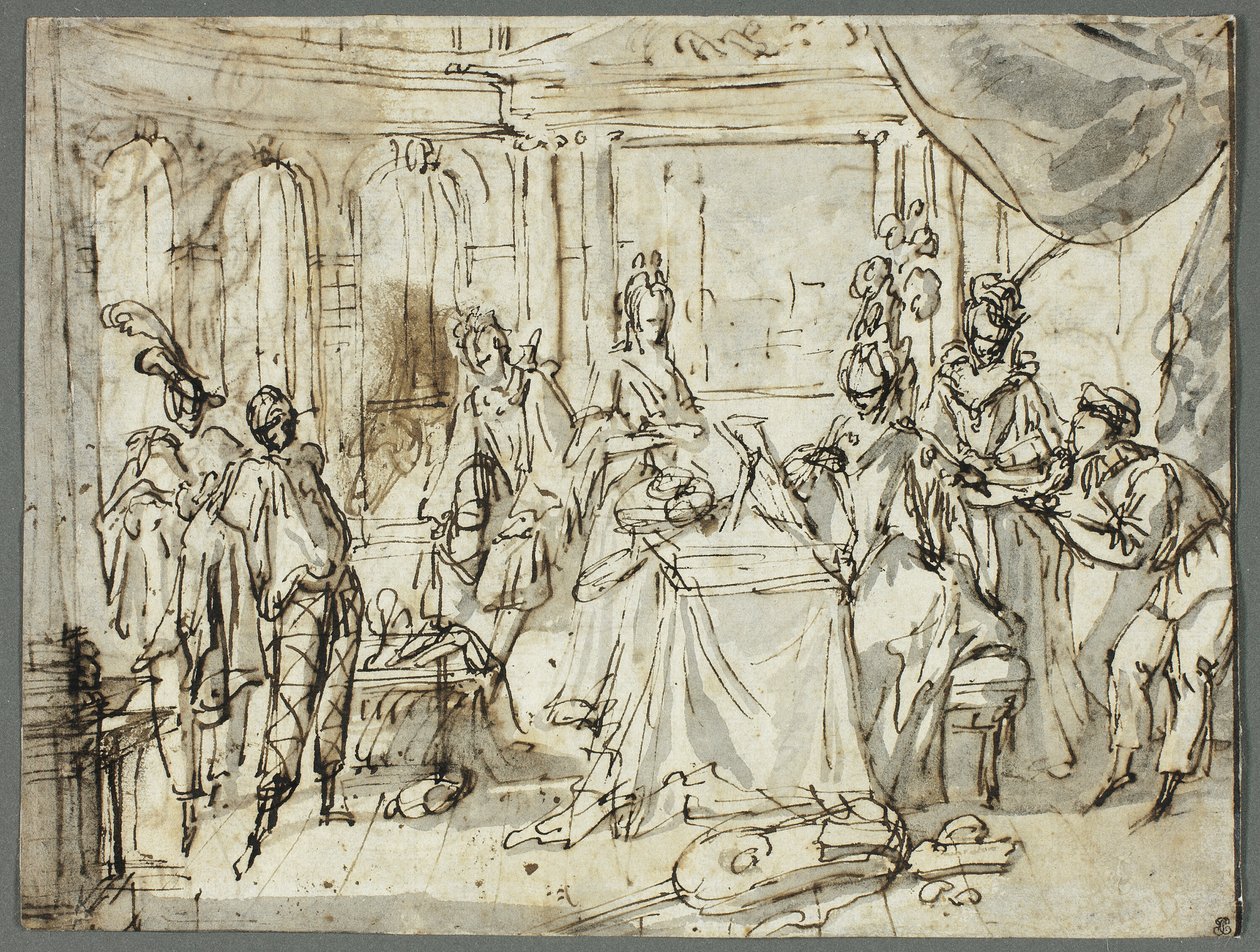 Herci se připravují (recto); Studie Svaté rodiny a svatého Jana Křtitele (verze) od Claude Gillot