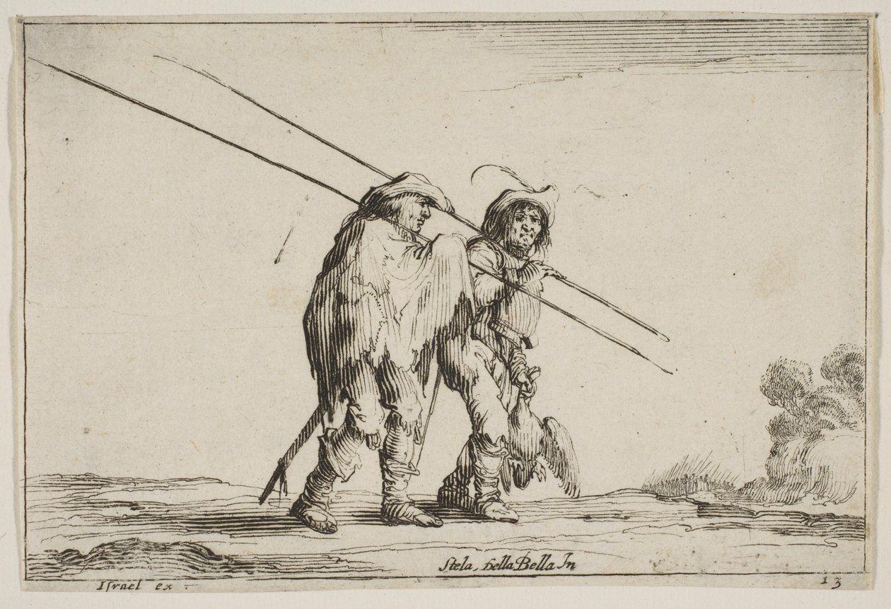 Deska 13: Dva pikenýři jdoucí doprava, každý s píkou v pravé ruce..., 1642. od Claude Goyrand