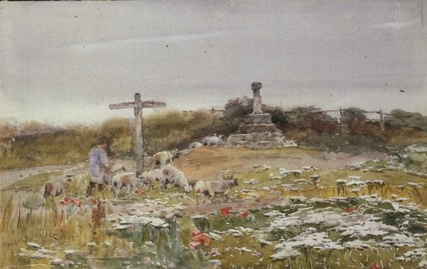 Na rozcestí (akvarel na papíře) od Claude Hayes
