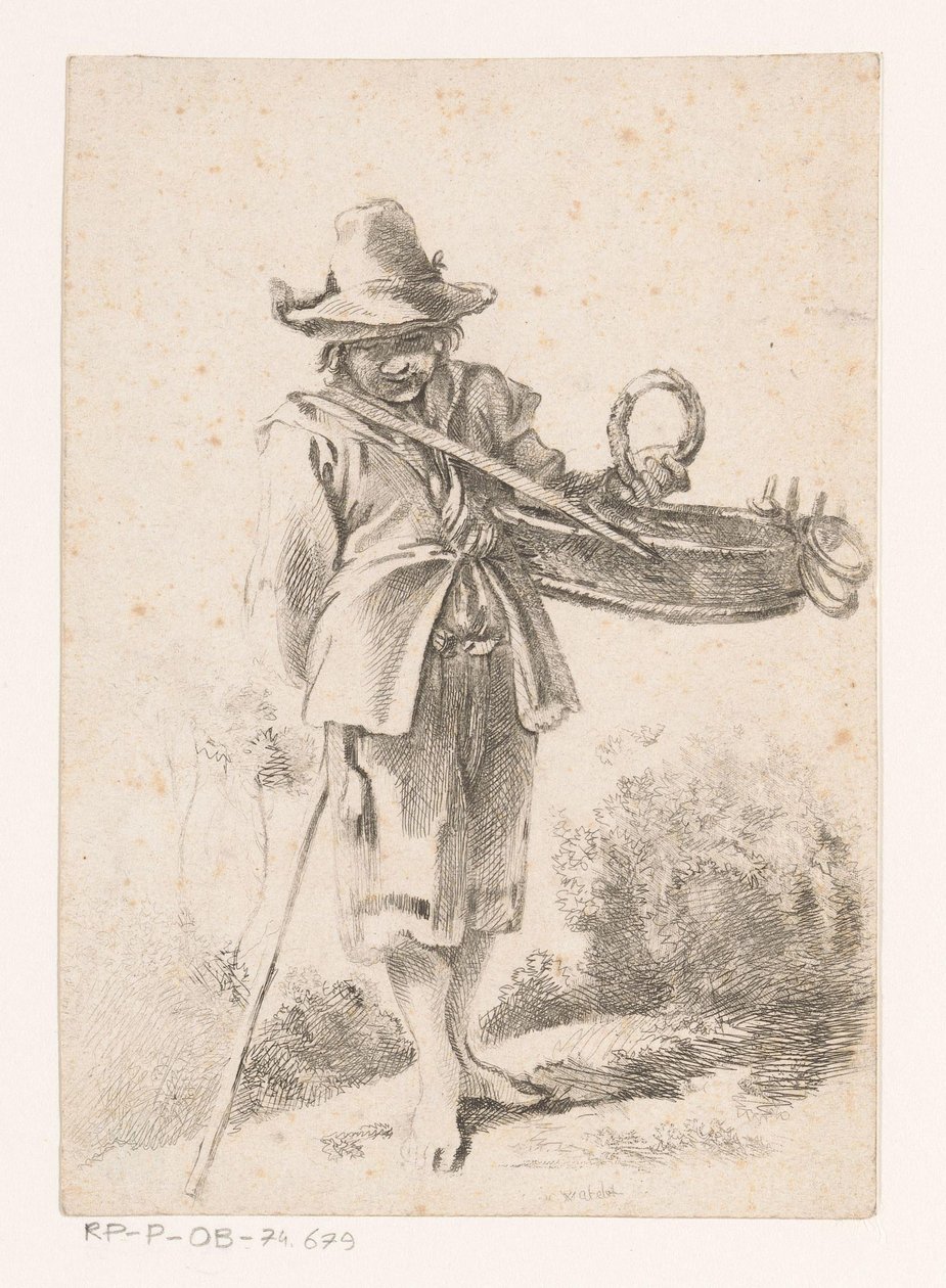 Mladý prodejce pekárny v krajině od Claude Henri Watelet