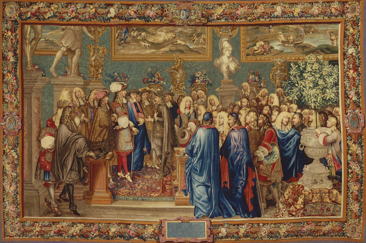 Audience udělená Ludvíkem XIV. hraběti z Fuentes... v Louvru, 24. března 1662, asi 1730. od Claude I, Ballin