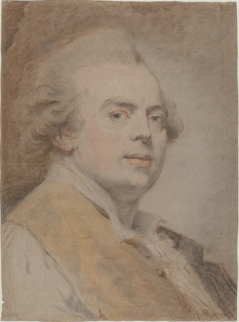 Autoportrét, cca 1780 (červené a černé křídy a pastel na papíře) od Claude Jean Baptiste Hoin