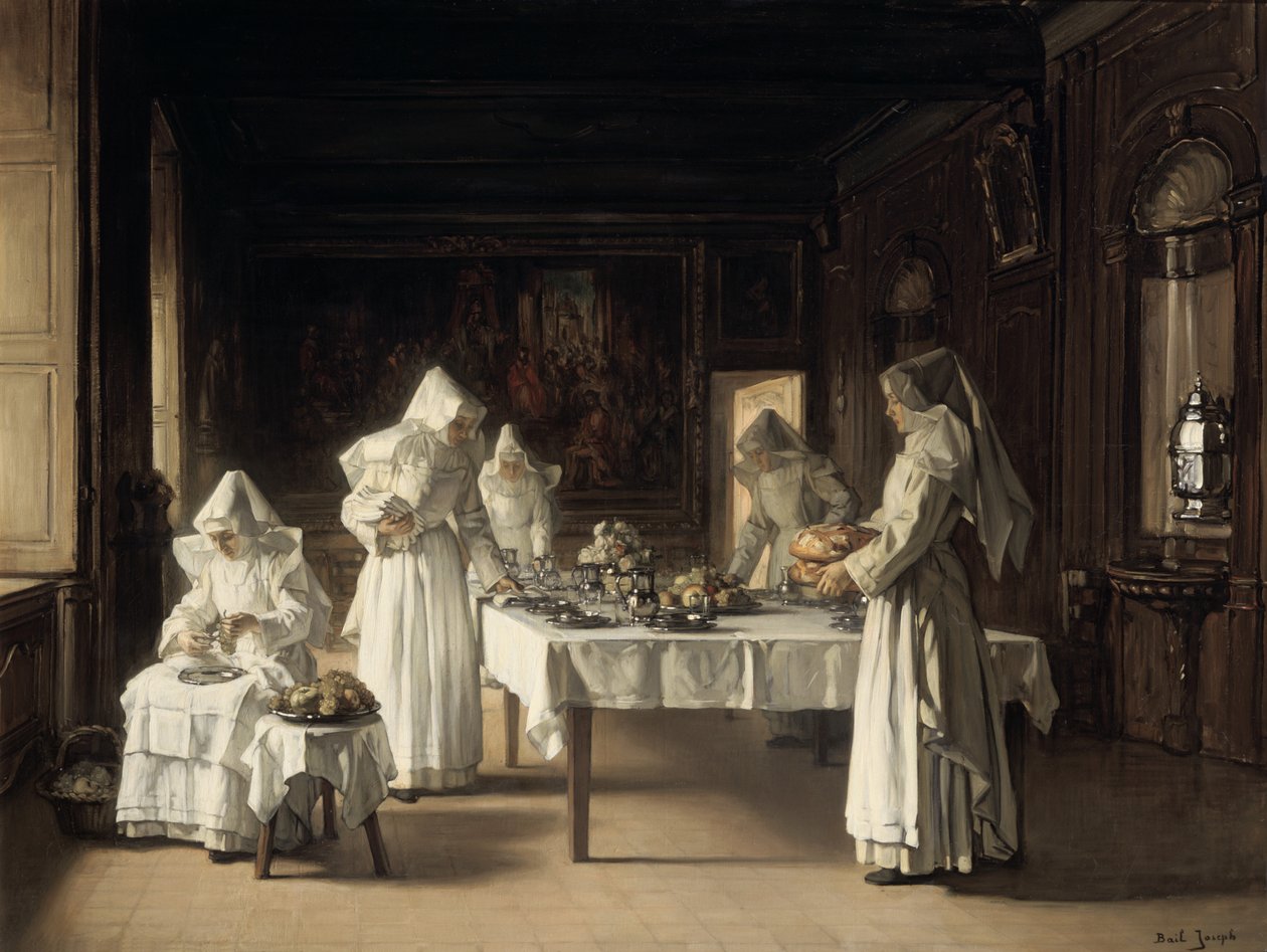 „Večeře v hospici v Beaune“, Francie, konec 19. začátek 20. století od Claude Joseph Bail
