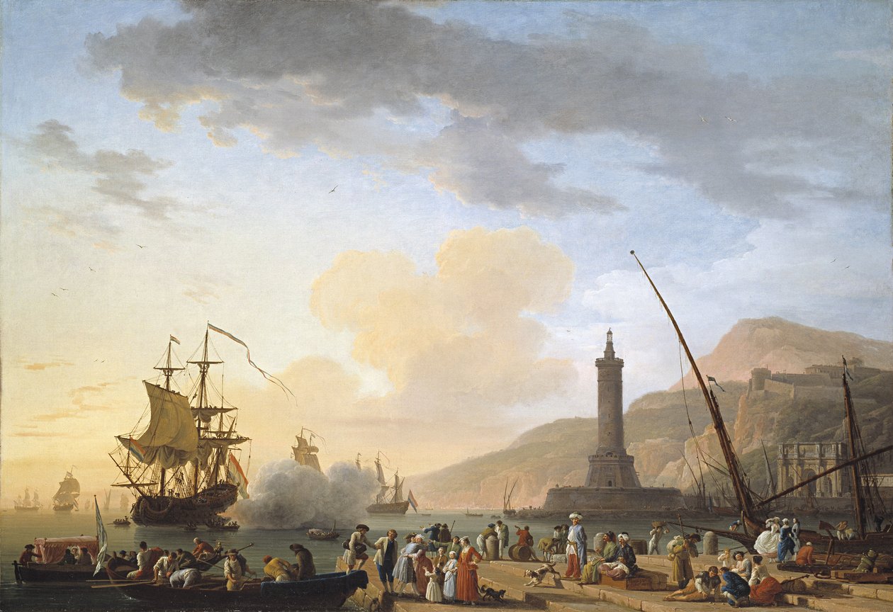 Přístav při západu slunce od Claude Joseph Vernet