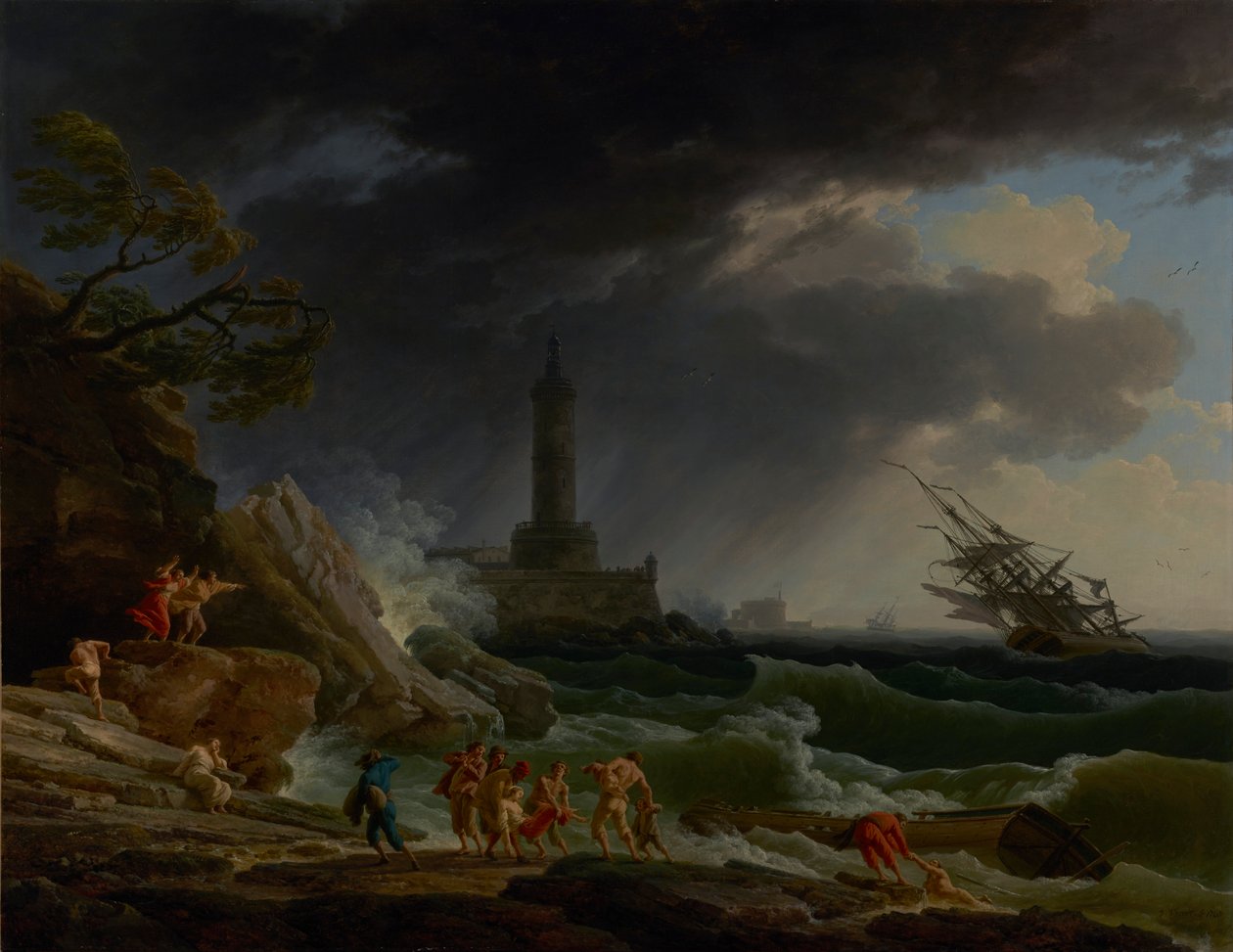 Bouře na pobřeží Středozemního moře od Claude Joseph Vernet