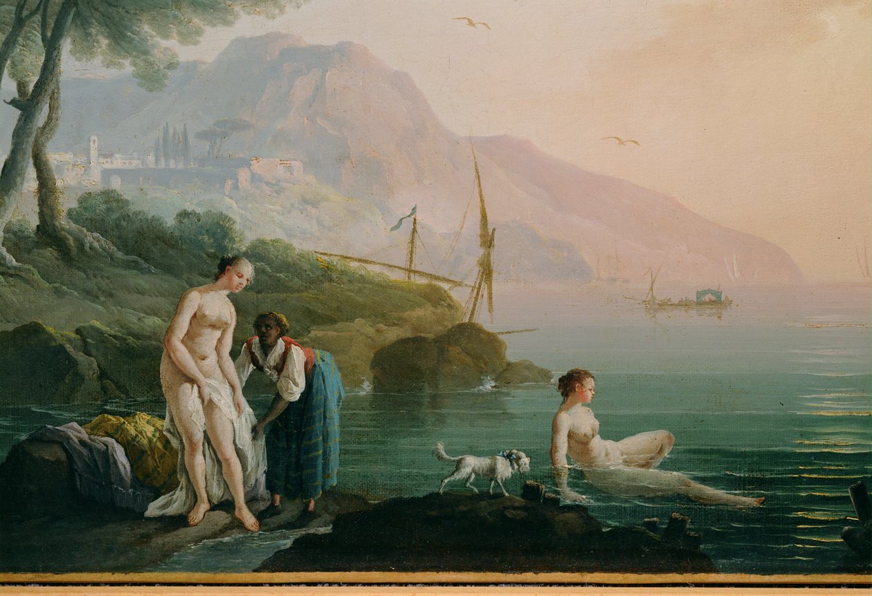 Koupající se dívky na břehu moře ... (malba na plátně) od Claude Joseph Vernet