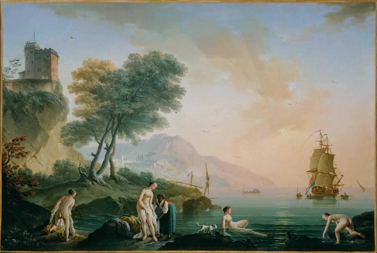 Koupající se dívky na břehu moře (malba na plátně) od Claude Joseph Vernet