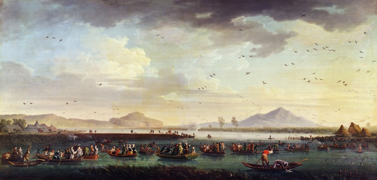 Charles III Bourbonský, král Sapin a Království dvousicílie Lov kachen u jezera Patria v roce 1746, 1749 od Claude Joseph Vernet