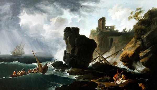 Klasická italská pobřežní scéna (olej na plátně) od Claude Joseph Vernet