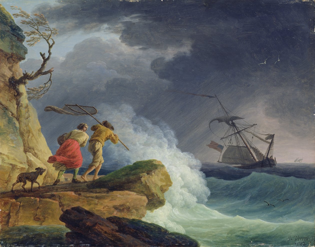 Pobřežní scéna v bouři, 1782 od Claude Joseph Vernet