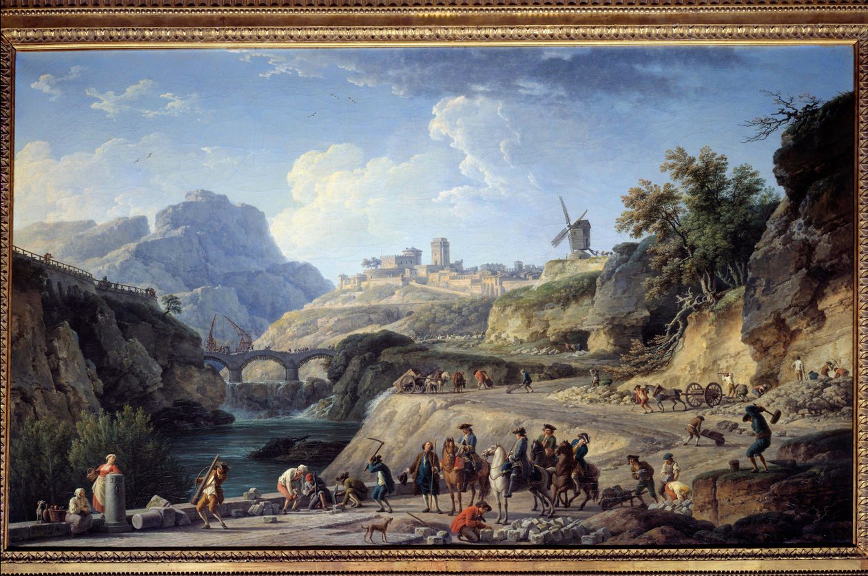 Výstavba velké silnice Staveniště silnice. Obraz Josepha Verneta (1714-1789) Ne. 0,97x1,62 m. od Claude Joseph Vernet