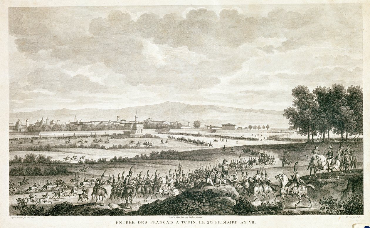 Vstup francouzských vojáků do Turína, asi 1796 (lept) od Claude Joseph Vernet