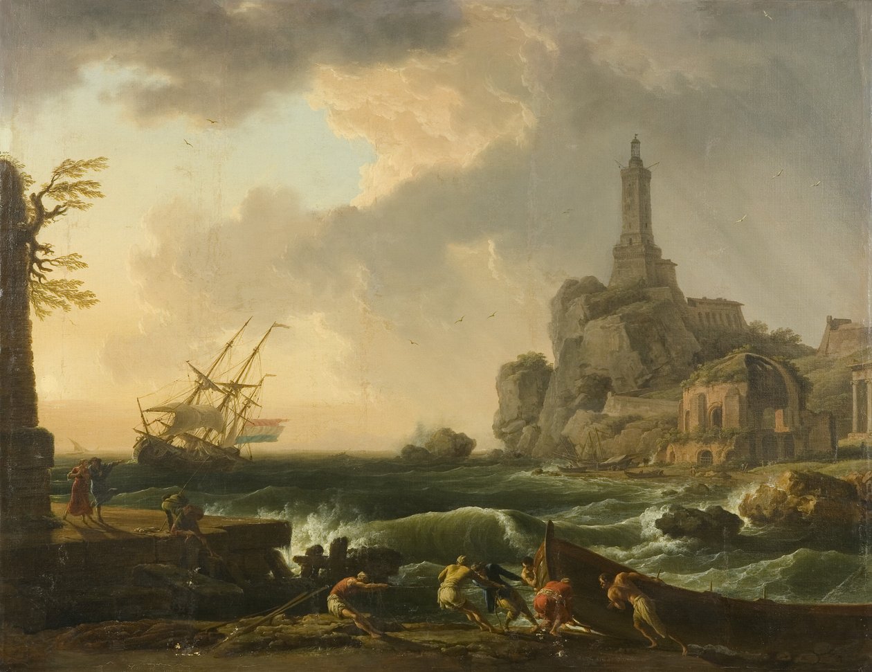 Janovský maják a chrám Minerva Medica od Claude Joseph Vernet