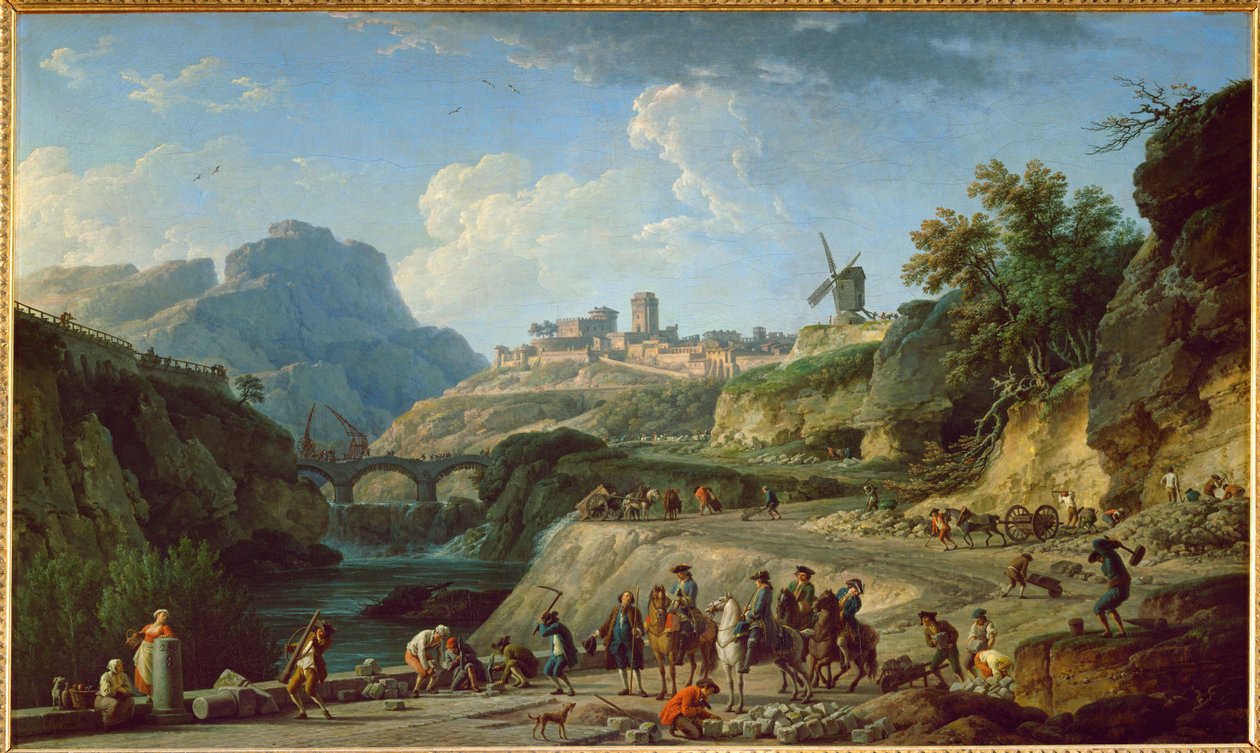 Výstavba důležité obchodní cesty za vlády Ludvíka XVI... od Claude Joseph Vernet