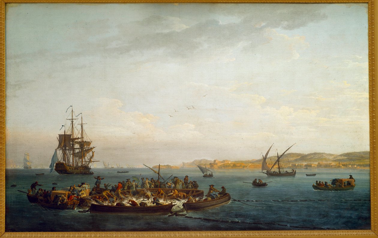 Lov tuňáků. Obraz Josepha Verneta (1714-1789) Paříž 18. století, Musee de la Marine od Claude Joseph Vernet