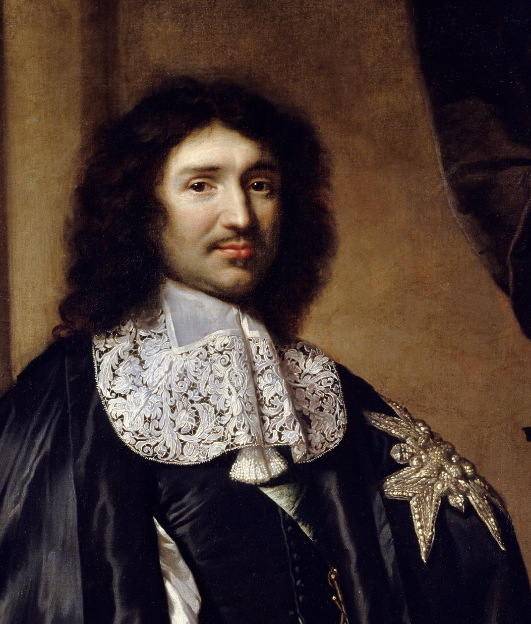 Detail: “” Portrét Jean Baptiste (Jean-Baptiste) Colbert (1619-1683) Ministr Ludvíka XIV”” Obraz od Clauda Lefebvrea (1632-1675). 1666 ne. 1,3x0,96m od Claude Lefebvre
