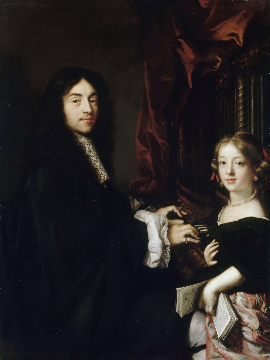 Portrét varhaníka Charlese Couperina 1638-1678 s dcerou od Claude Lefebvre