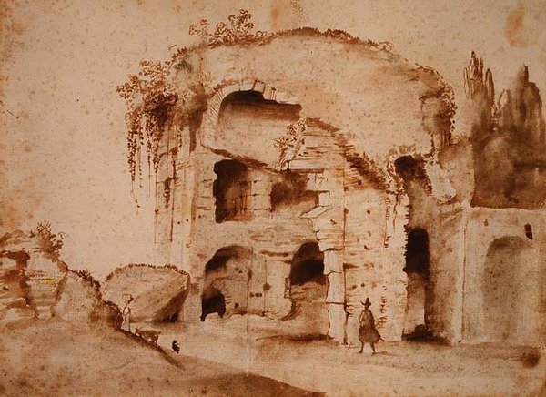 Ruin on the Palatine (inkoust a mytí na papíře) od Claude Lorrain