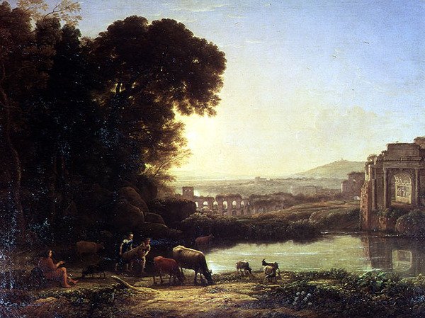 Dobytek a kozy pijící u ruiny od Claude Lorrain